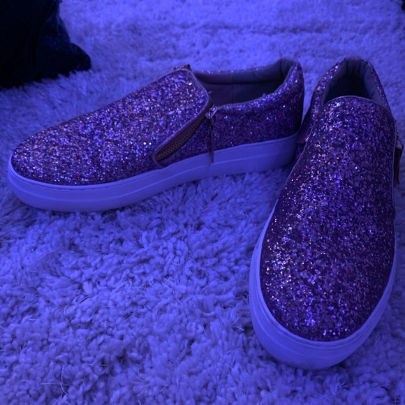 rose gold women’s glitter slip on’s - Picture 2 of 3